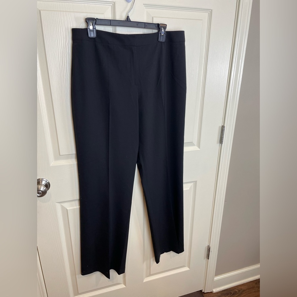 Lafayette 148  Black “menswear” wool blend wide leg Trousers 12
